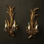 Florentine Pair Of Giltwood Leaf Wall Lights