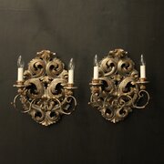 Florentine Silver Giltwood Antique Wall Lights