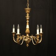 French 6 Light Giltwood Antique Chandelier