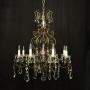 French 8 Light Polychrome Wrought Iron Chandelier