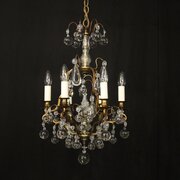 French Gilded 6 Light Antique Chandelier