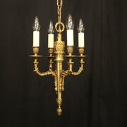 French Gilded Brass 4 Light Antique Chandelier