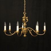 French Gilded Brass 7 Light Chandelier