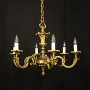 French Gilded Bronze 6 Light Antique Chandelier