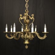 French Gilded Bronze 8 Light Antique Chandelier