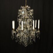 French Gilded Crystal Candle Antique Chandelier