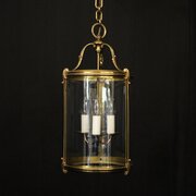 French Gilded Triple Light Convex Hall Lantern