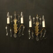 French Gilded Twin Arm Antique Wall Lights