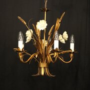 French Gilded Wheatsheaf 5 Light Chandelier