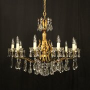 French Gilded & Crystal 10 Light Chandelier