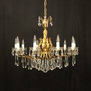 French Gilded & Crystal 10 Light Chandelier
