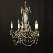 French Gilded & Crystal 5 Light Chandelier