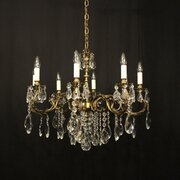 French Gilded & Crystal 8 Light Antique Chandelier