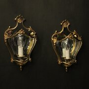 French Pair Gilded Bronze Half Lanterns