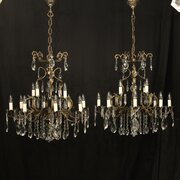 French Pair Of 12 Light Antique Chandeliers