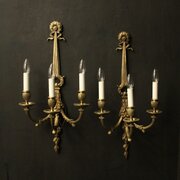 French Pair Of Bronze Antique Wall Sconces