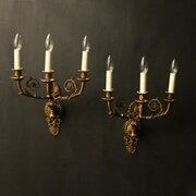 French Pair Of Bronze Antique Wall Sconces
