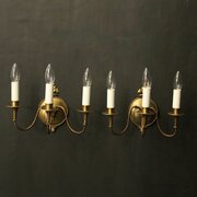 French Pair Of Gilded Brass Antique Wall Lights
