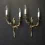 French Pair Of Gilded Brass Twin Arm Wall Lights