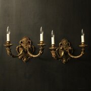 French Pair Of Gilded Bronze Antique Wall Lights
