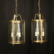 French Pair Of Gilded Convex Antique Lanterns