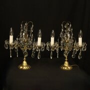 French Pair Of Gilded Triple Light Candelabra