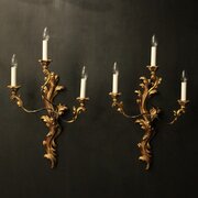 French Pair Of Giltwood Antique Wall Lights