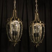 French Pair Of Silver Gilded Bronze Lanterns