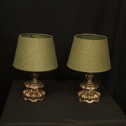 French Pair Of Silver Giltwood Table Lamps