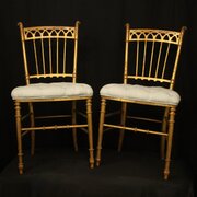 French Pair Of Simulated Bamboo Side Chairs