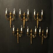 French Set Of 6 Gilded Twin Arm Wall Lights