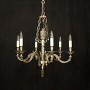 French Silver Gilded Bronze 6 Light Chandelier
