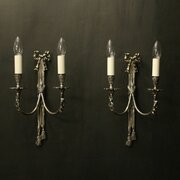 French Silver Gilded Twin Arm Wall Lights