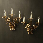 French Silver Toleware Antique Wall Lights
