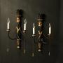 Italian Pair Of Ebonised & Giltwood Wall Lights