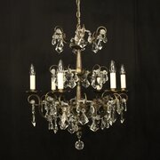 Italian Silver & Crystal Genoa 6 Light Chandelier