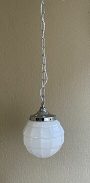 1930s Opaline Fish Scale Pendant Light