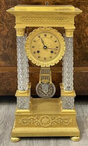  A Fine French Ormolu Cut Crystal Portico Clock