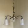 Art Nouveau Brass Three Light Chandelier
