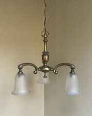 Art Nouveau Brass Three Light Chandelier