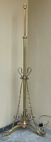  Art Nouveau Brass & Copper Standard Lamp