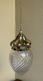 Art Nouveau Brass  Cut Glass Lighting Pendant