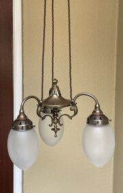 Early 20th Century Brass Three Light Chandelier