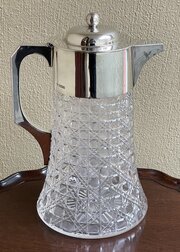 Edwardian Solid Silver & Cut Glass Lemonade Jug 
