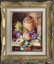 Hand Painted Porcelain Still Life Plaque