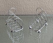 Pair Heart Shaped Silver Toast Racks 