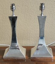 Pair Of Art Deco Silver Plated Table Lamps