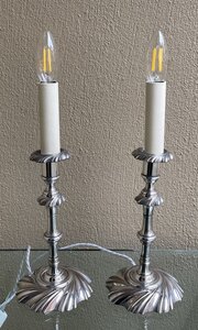 Pair Of Victorian Silver Plated Candlestick Lamps