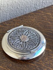 Persian Silver Powder Compact Filigree Lid