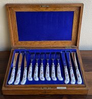 Silver & Porcelain Dessert Set By Carrington